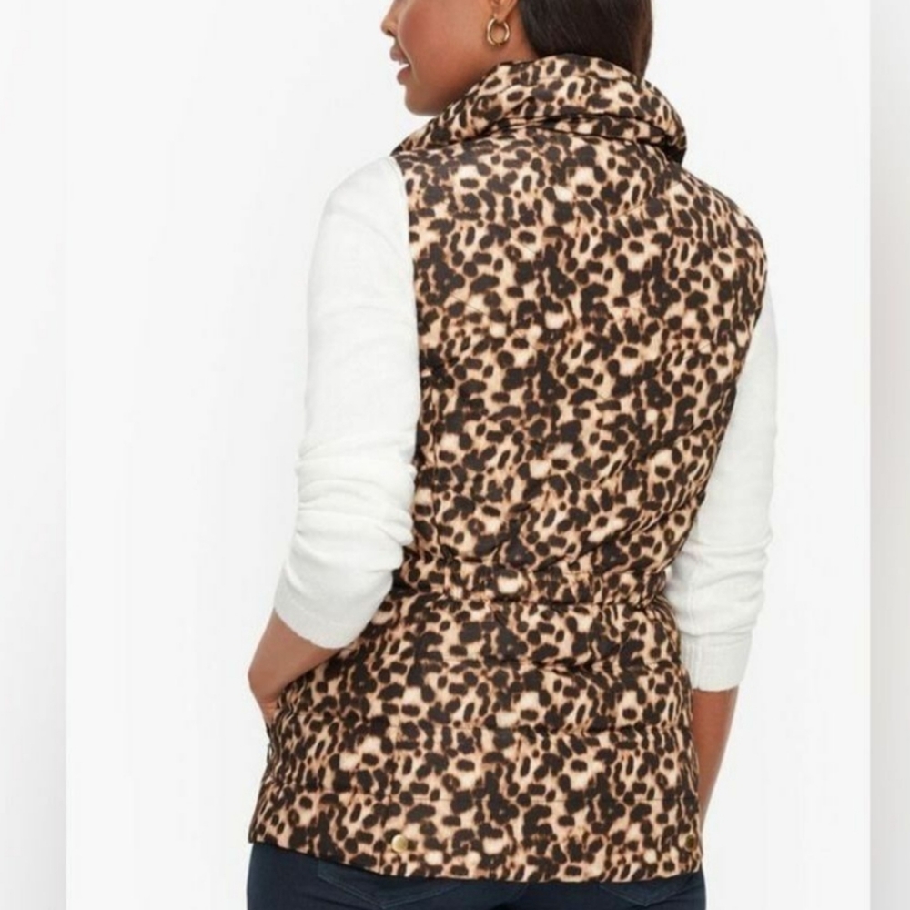 Talbots Leopard Print Down Filled Puffer Vest Pac… - image 3